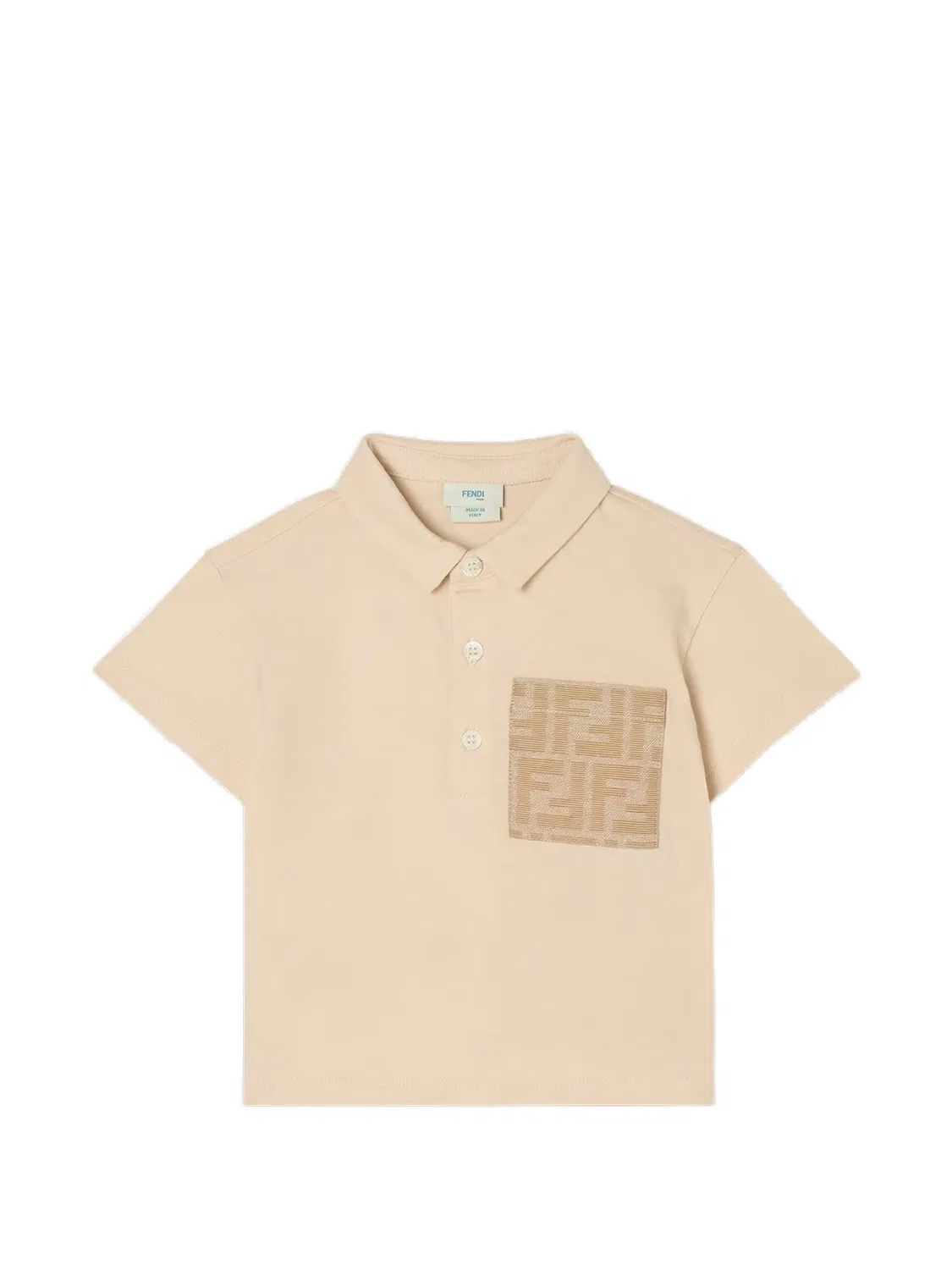 Рубашка поло с нашивкой-логотипом FF Fendi Kids, нейтральные цвета