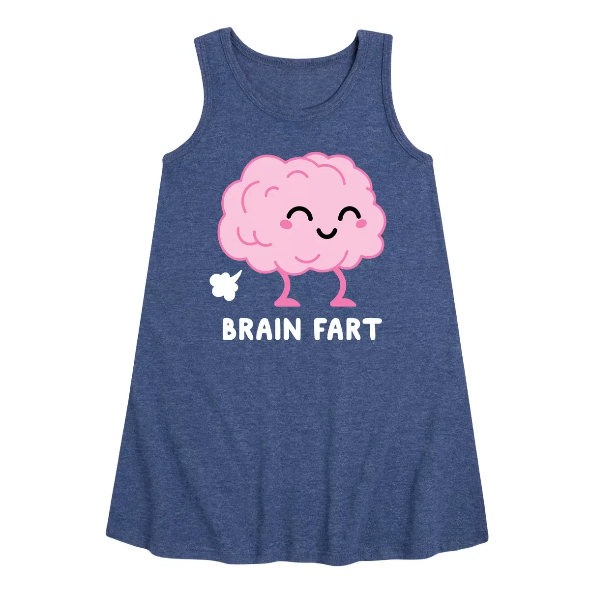 Детское платье-трапеция без рукавов Brain Fart Instant Message, Heather Navy