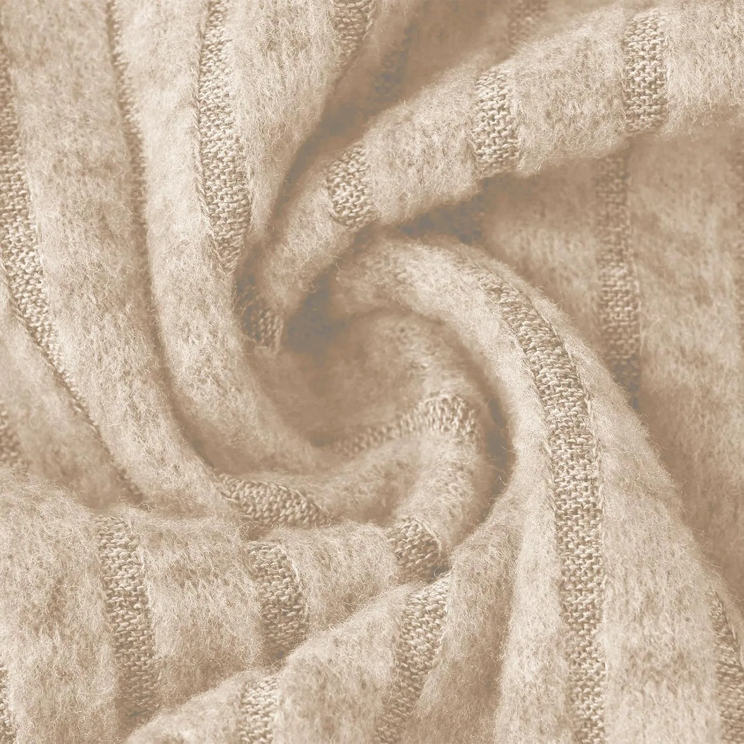 Женское платье-свитер вязаное V-образный вырез мини, Beige — фото 4
