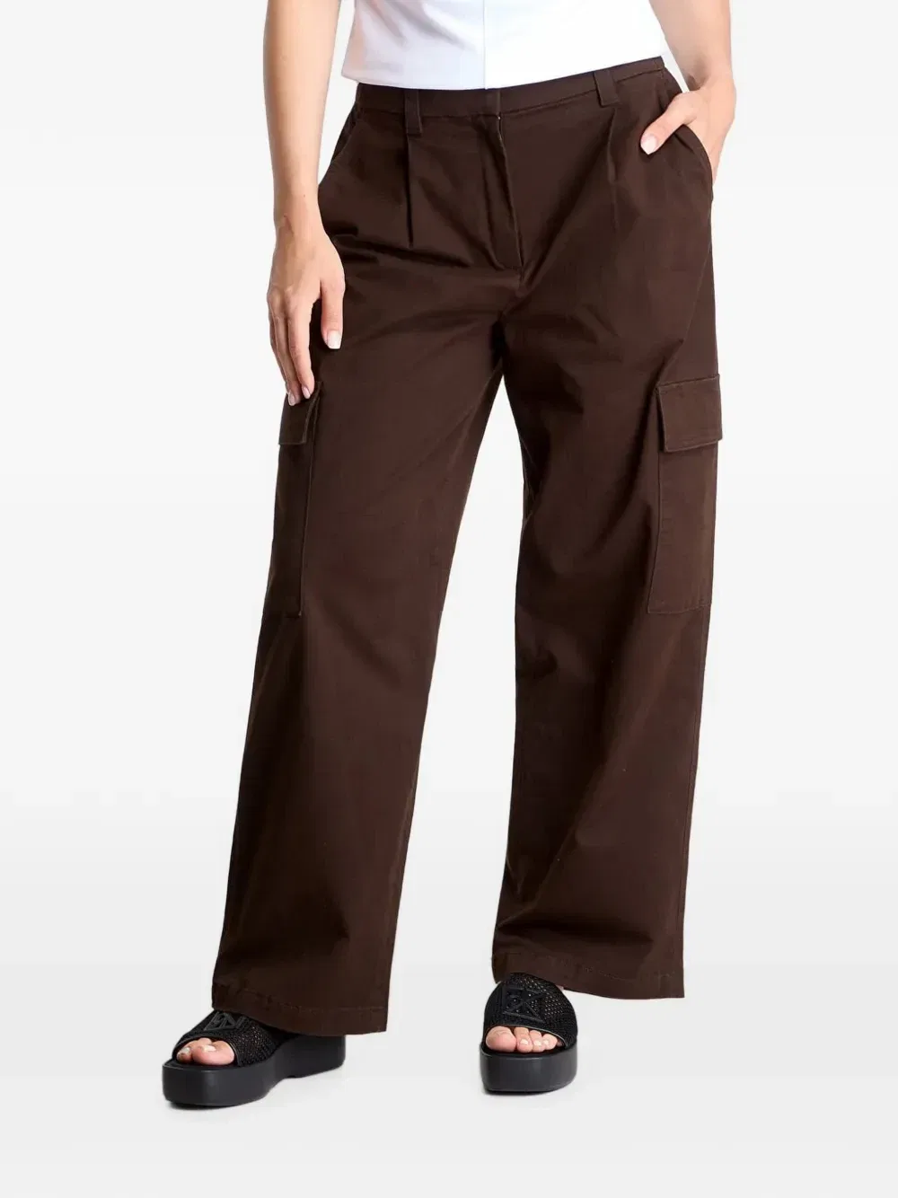 Хлопковые брюки карго на резинке Calvin Klein, коричневый
