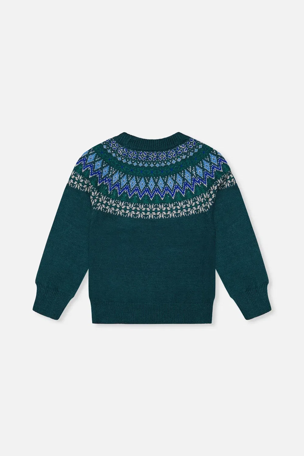 Детский свитер с длинным рукавом Nordic Jacquard Deux par Deux, Dark Green — фото 2