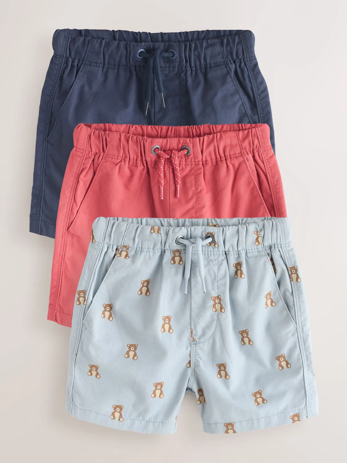 Шорты, 3 шт, на завязках, Navy/Red/Bear Next