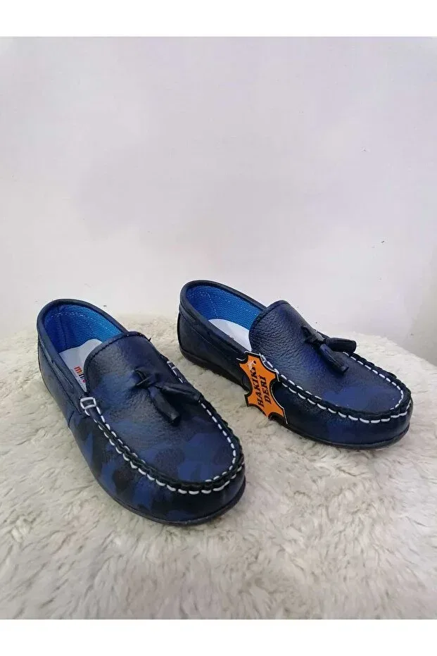 Детские туфли для мальчиков на плоской подошве Özgür Kids, Navy Blue Camouflage — фото 2