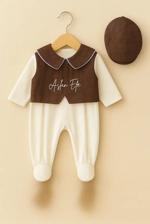 Детский комбинезон для новорожденных хлопковый Mevlüt Set Minytrendy, Brown — фото 2