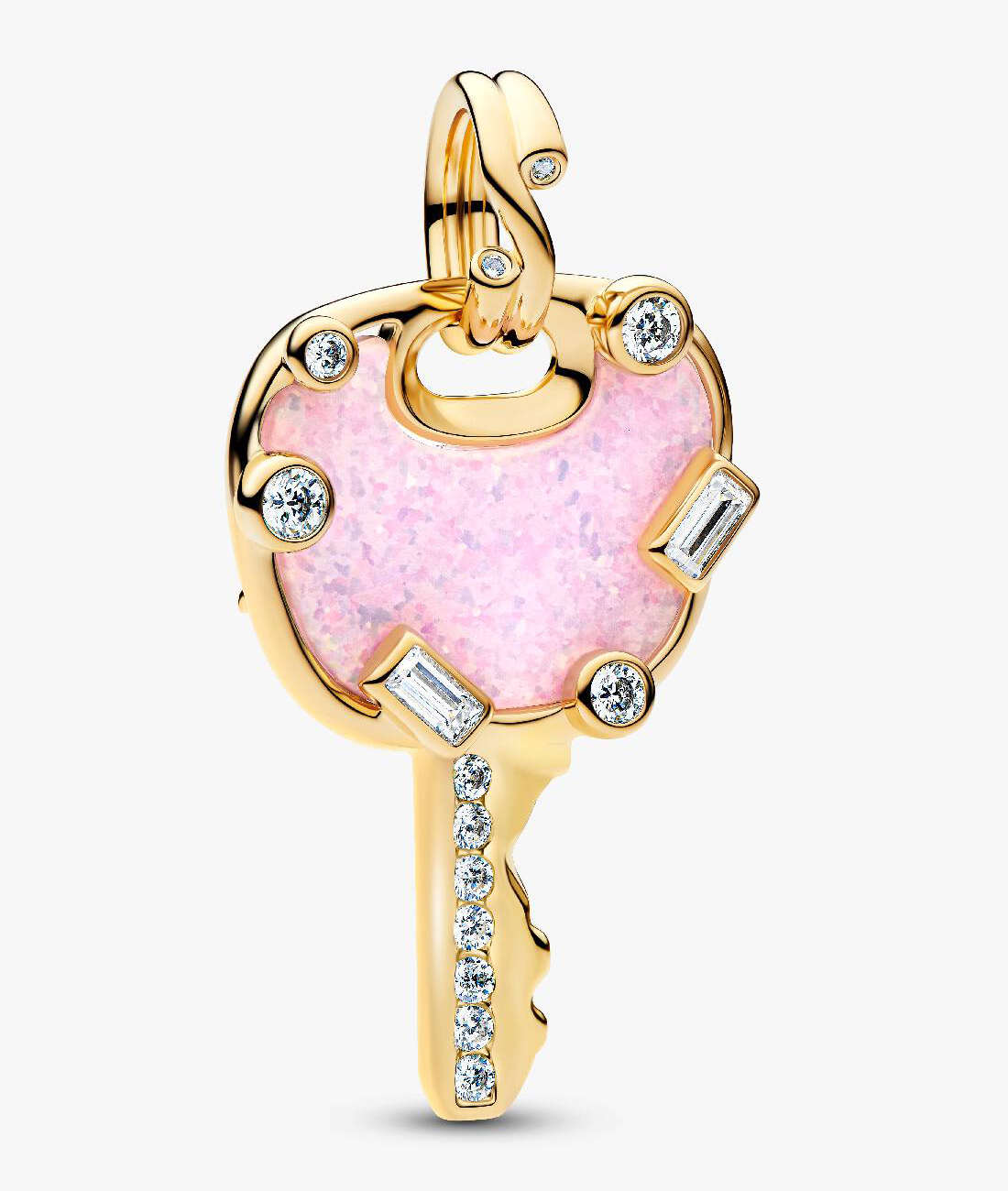 

Шарм-подвеска Pandora Opalescent Pink Love Key Large Dangle, золото