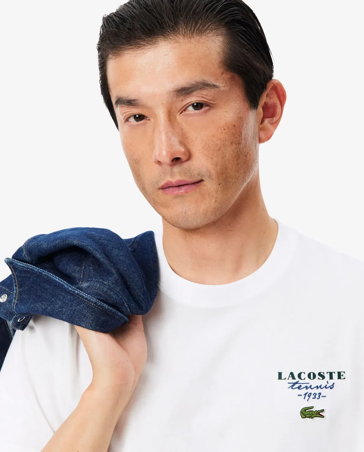 Мужская футболка хлопковая Lacoste, Blanco — фото 3