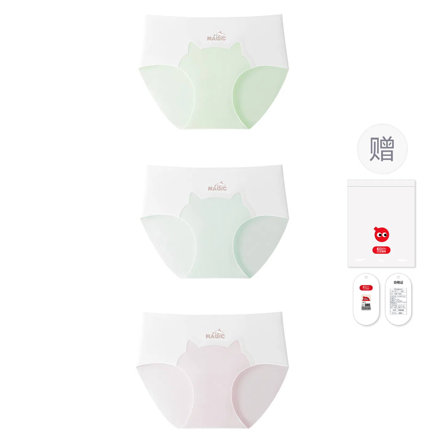 Детские трусы для девочек с принтом без швов Red bean, Foam Green Light Blue Taro Purple