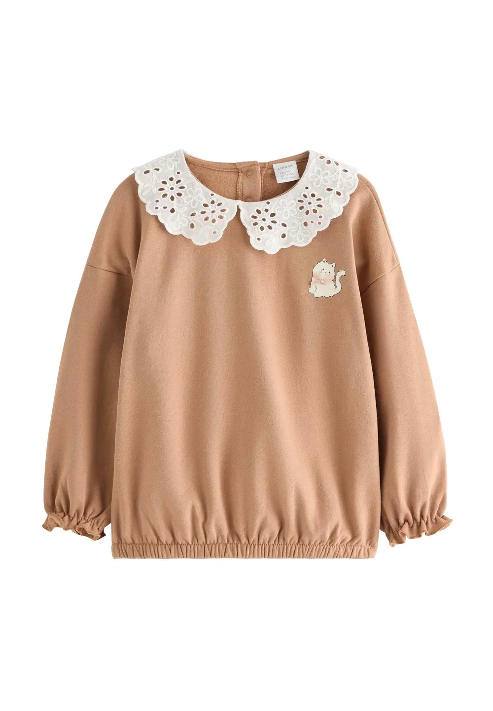 Толстовка с воротником, украшенным английской вышивкой Lindex, Dark Beige