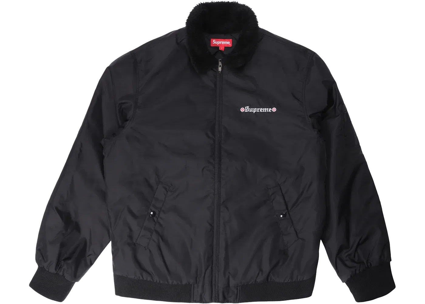 Мужской бомбер с меховым воротником Independent Fur Collar Supreme, черный