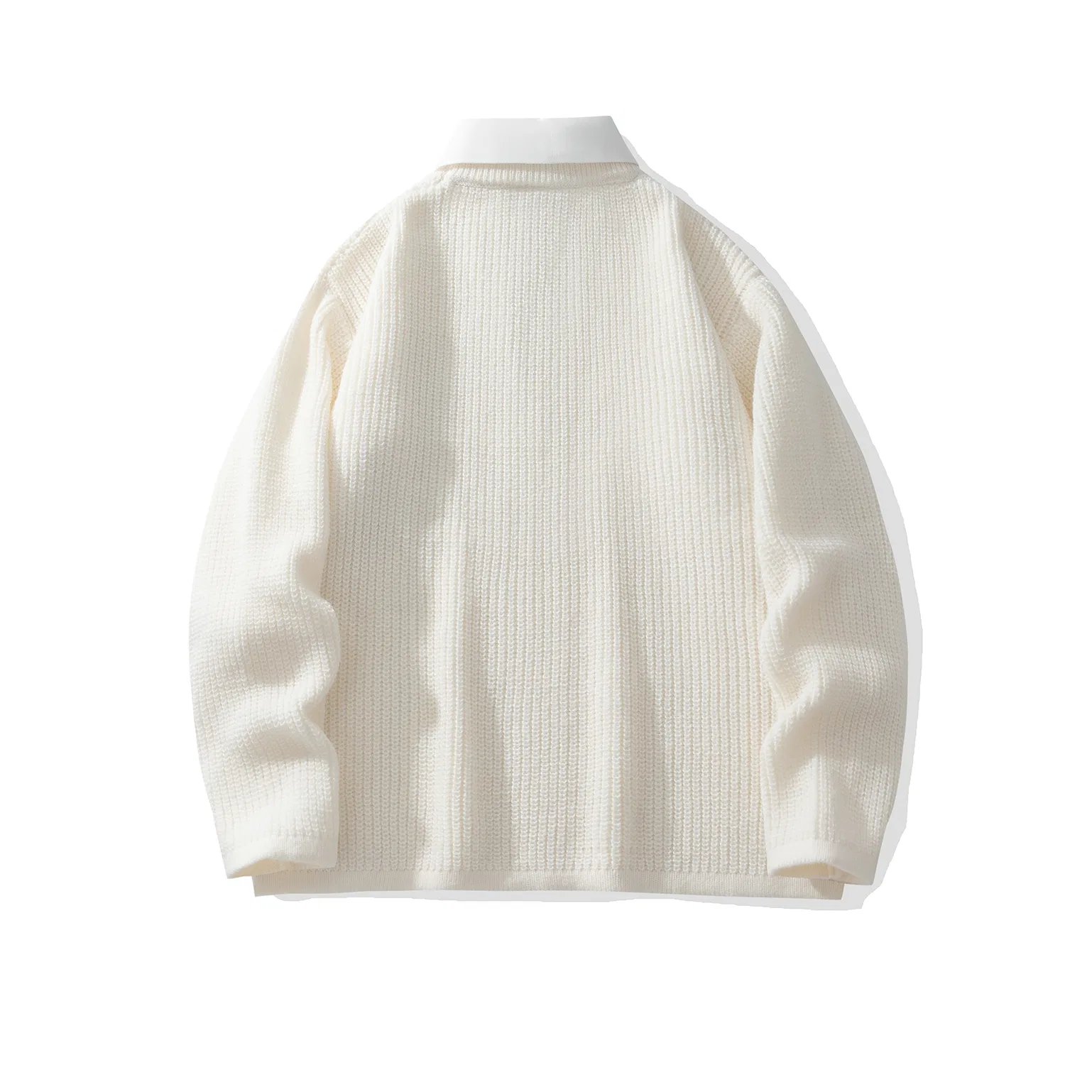 Детский свитер с лацканом и воротником-стойкой Mock Two Piece, PAL ONGACO, White — фото 3