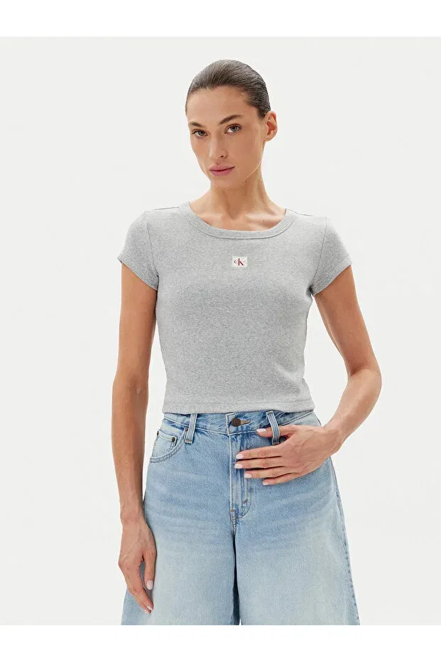 Женская хлопковая футболка с коротким рукавом Calvin Klein, Gray