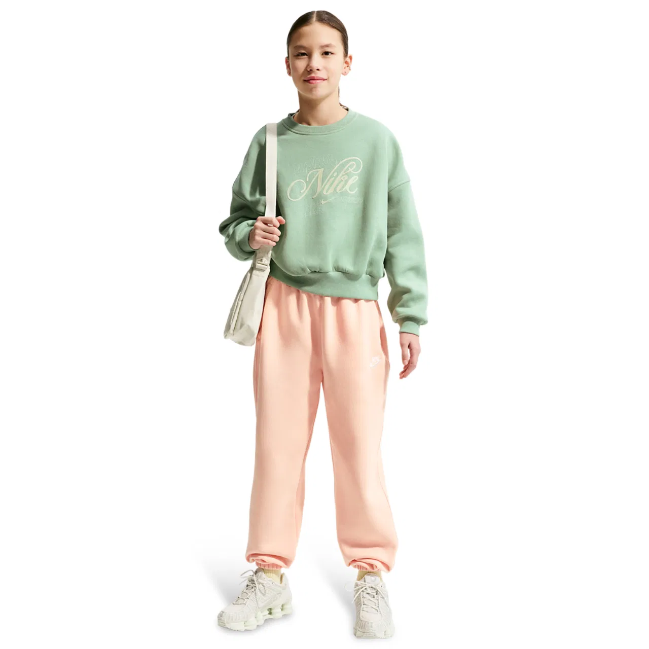 Детские спортивные брюки Club LBR Oversized Fleece Nike, цвет Arctic Orange/Arctic Orange/White — фото 3