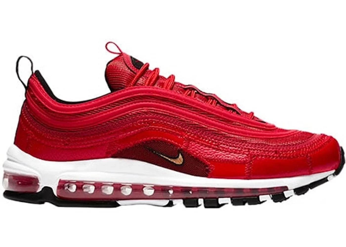 Детские кроссовки Lifestyle с патчворком Nike Air Max 97 Nike, Varsity Red/Metallic Gold-White-Black