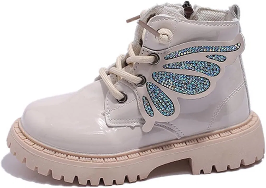 Детские ботинки для девочек с принтом Rhinestone Ankle Boots Zzalalana, White — фото 4