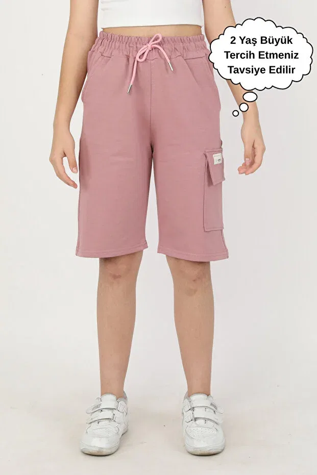 Детские шорты для девочек хлопковые с карманами Sportswear Asyakids Club, Salmon