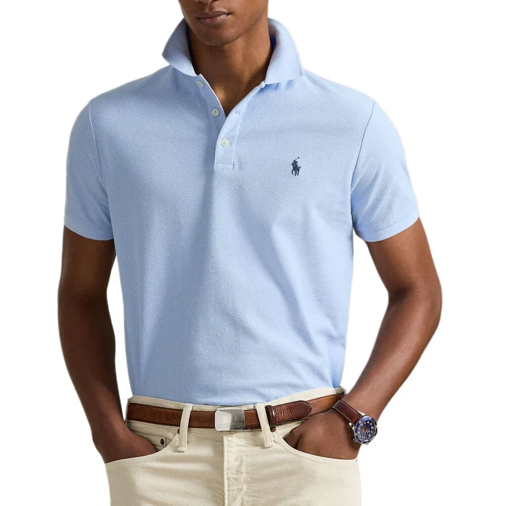 Мужское поло с коротким рукавом Slim Fit Blue Polo Ralph Lauren — фото 4