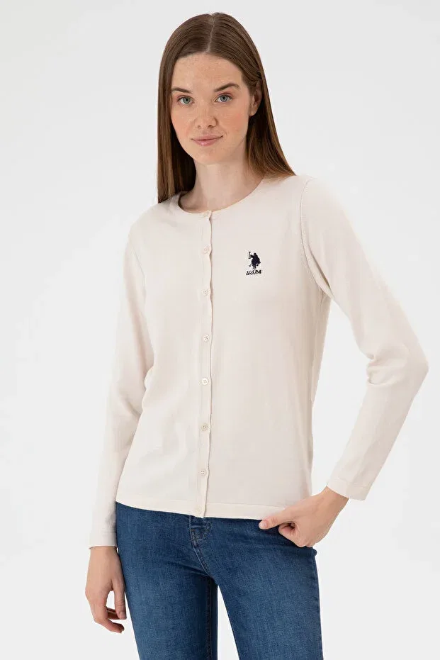 Женский кардиган хлопковый U.S. Polo Assn., Nude Color — фото 3