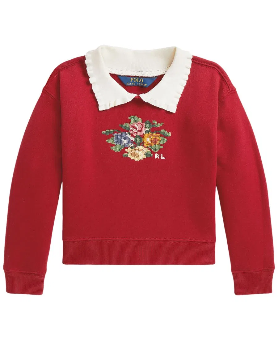 Свитшот с воротником-поло и цветочным принтом Polo Ralph Lauren, Camden Red