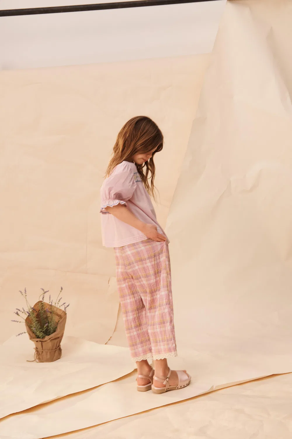 Брюки в фактурную клетку, лимитированная серия ZARA, Pink — фото 2