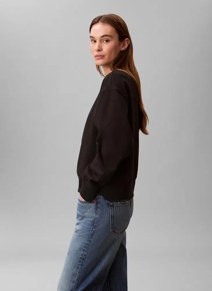 Свитшот с длинным рукавом и сетчатыми деталями Calvin Klein, черный — фото 3