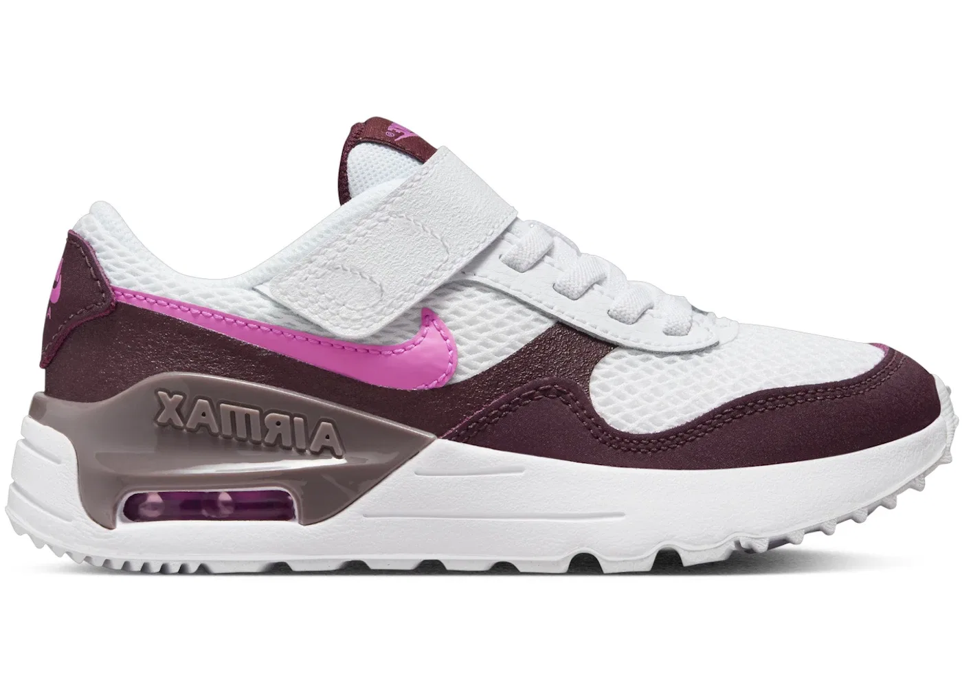 Детские кроссовки с контрастными вставками Nike Air Max SYSTM Nike, White/Burgundy Crush/Violet Ore/Playful Pink