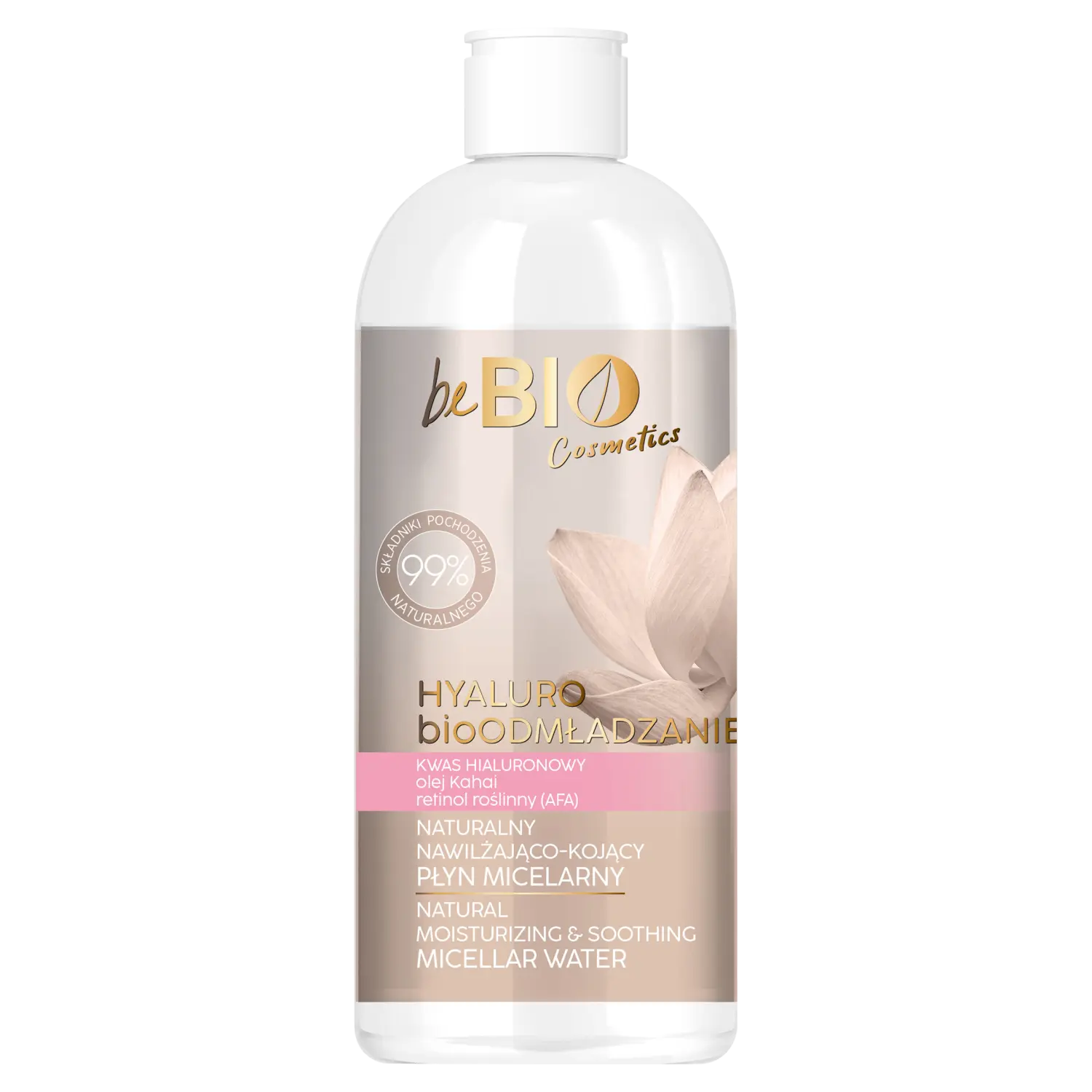 

beBIO Cosmetics Hyaluro увлажняющая и успокаивающая мицеллярная жидкость для снятия макияжа с лица, 400 мл