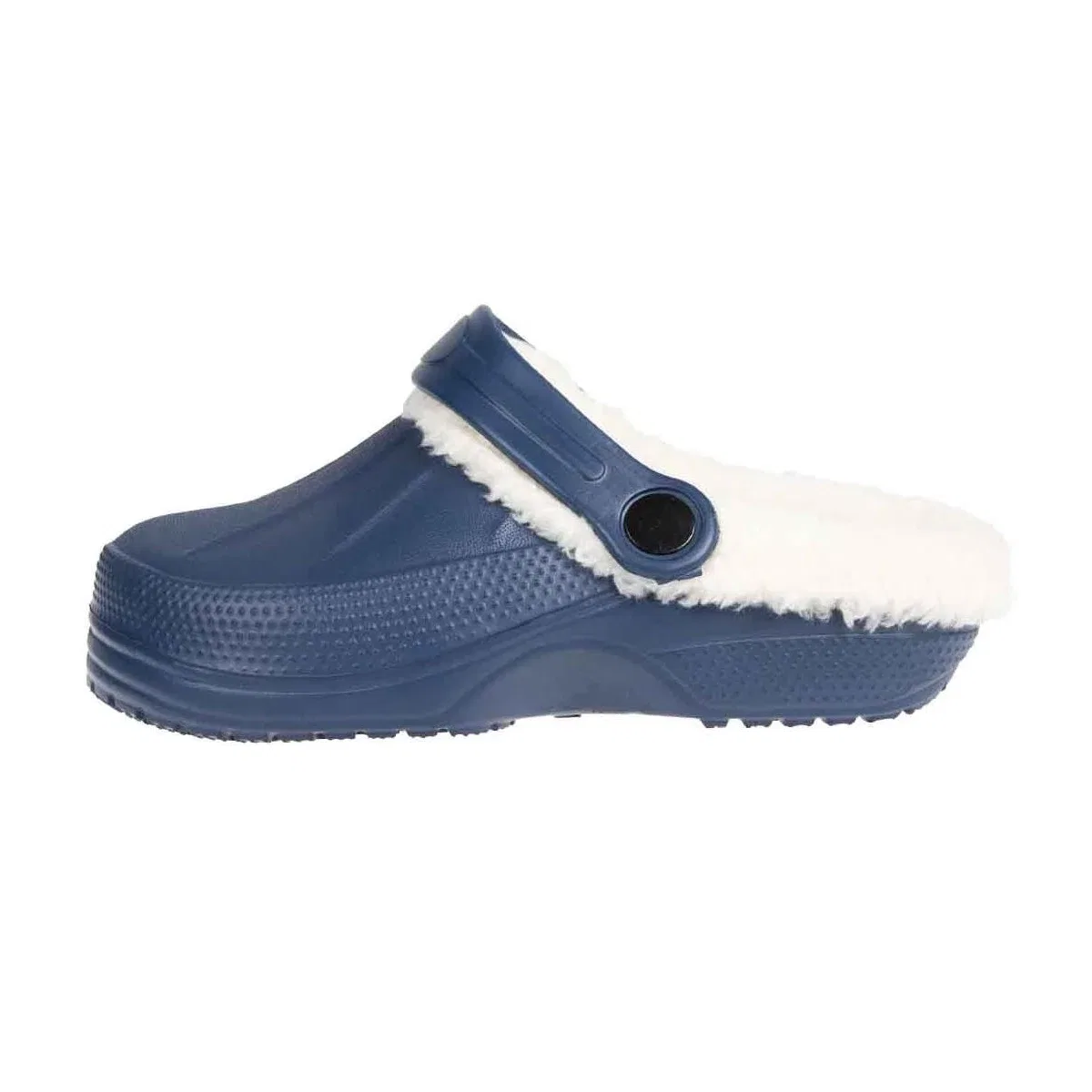 Детские сабо для мальчиков с искусственным мехом Furry Little Solid Clog Foamwalk, Navy — фото 3