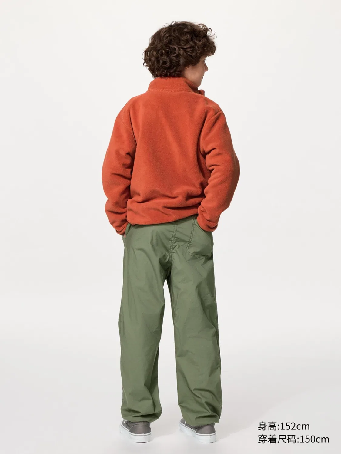 Детские утепленные брюки с начесом Uniqlo, оливковый — фото 4