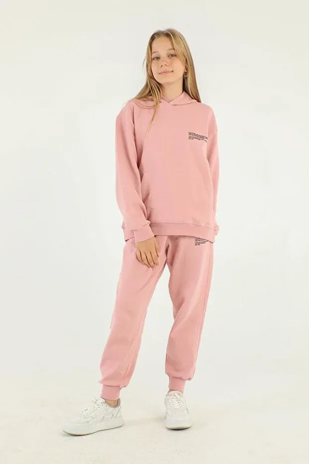 Детский комплект спортивного костюма для девочек с принтом Basics Black One, Lilac — фото 3
