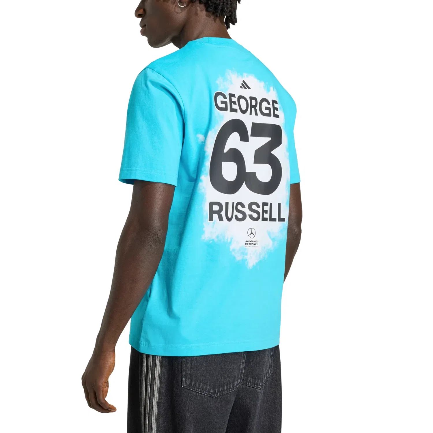 Мужская футболка с принтом Adidas x Mercedes AMG Petronas Formula 1 Team Name & Number T-Shirt Asia Sizing 'George Russell' KE7734, синий — фото 3