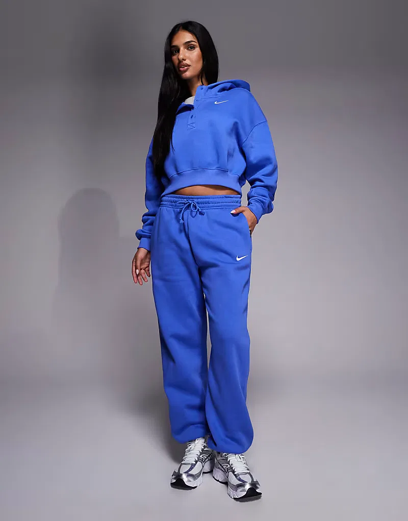 Укороченная толстовка оверсайз Nike Phoenix Fleece, синий — фото 3