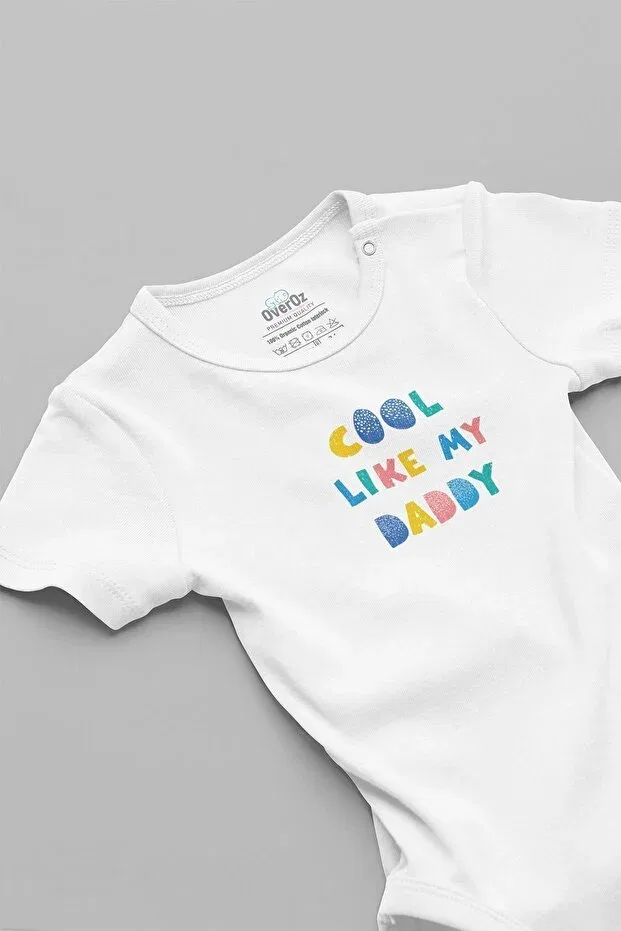 Детское боди-комбинезон для мальчиков с принтом Organic 100% cotton cool like my daddy printed snap-on baby bodysuit jumpsuit 5656 Overoz, White