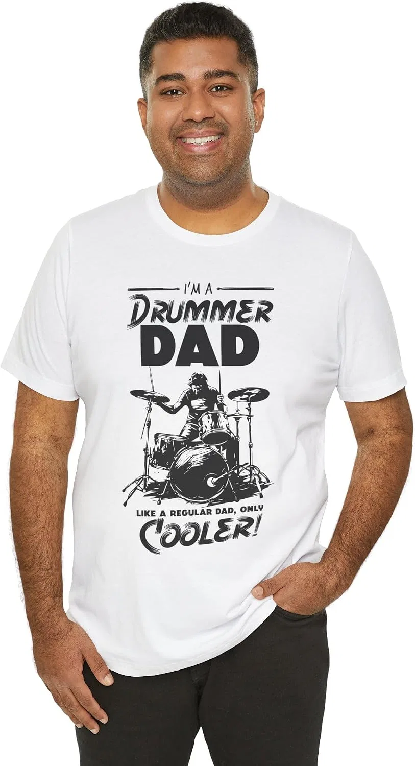 Мужская футболка с принтом Drummer Dad, White — фото 4