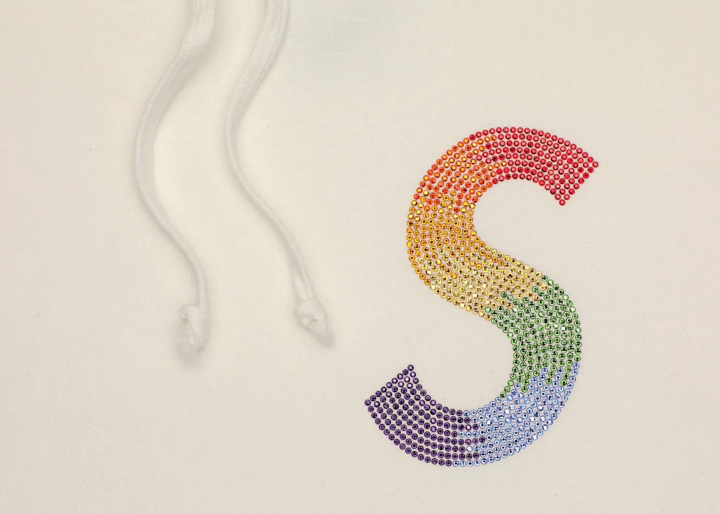 Мужская худи с принтом Swarovski S Logo Supreme, White — фото 2