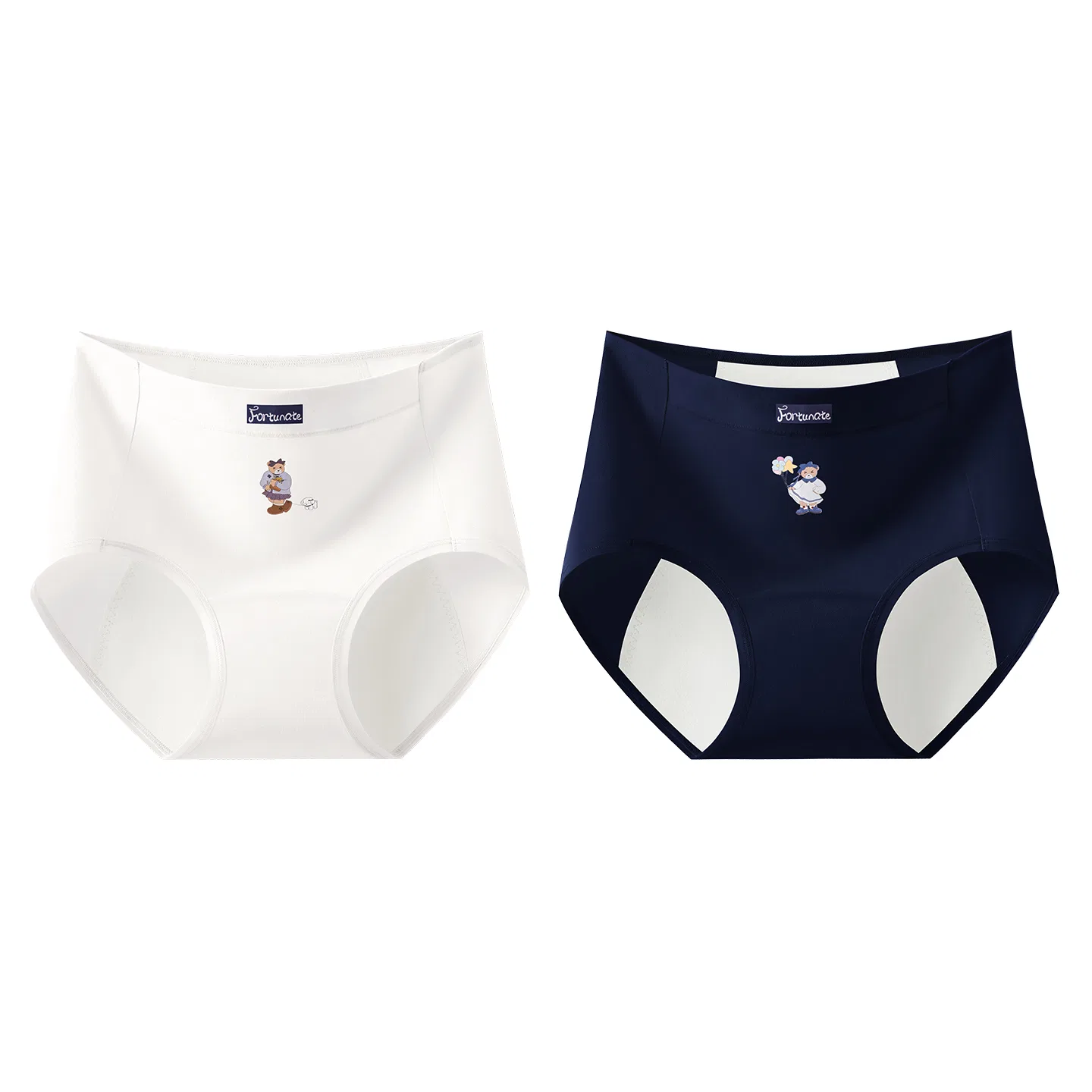 Детские трусы для девочек с принтом Red Bean, Navy Blue Moonlight White