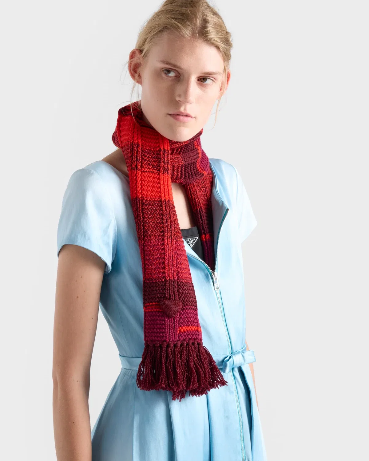 Платье с V-образным вырезом Prada, бирюзовый — фото 3