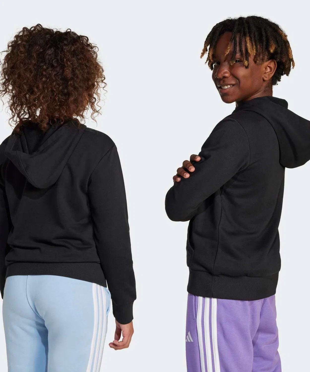 Детский худи с капюшоном из футера, модель Essentials Adidas, Black/White — фото 2