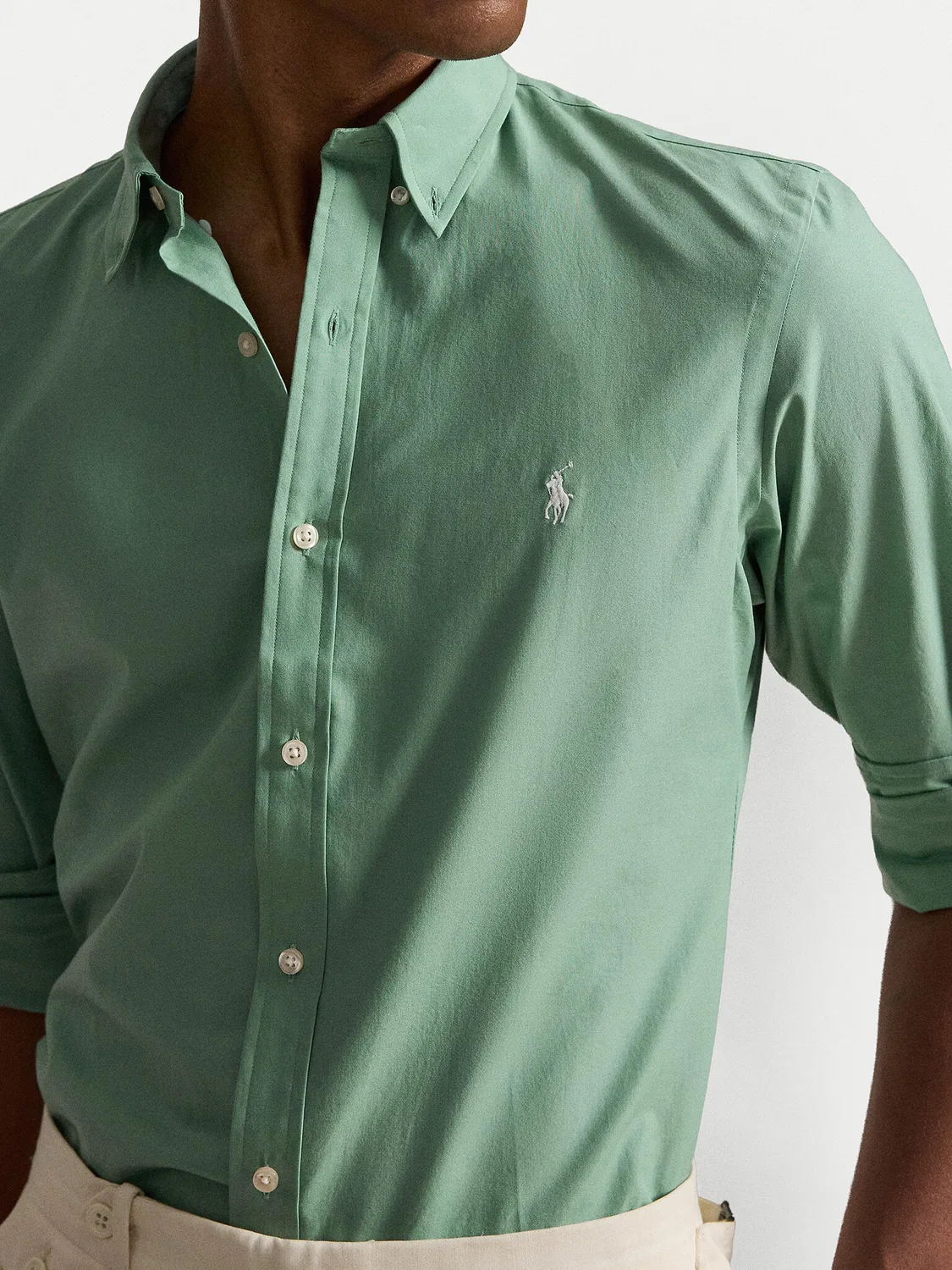 Мужская рубашка приталенного кроя Polo Ralph Lauren, бирюзовый — фото 4