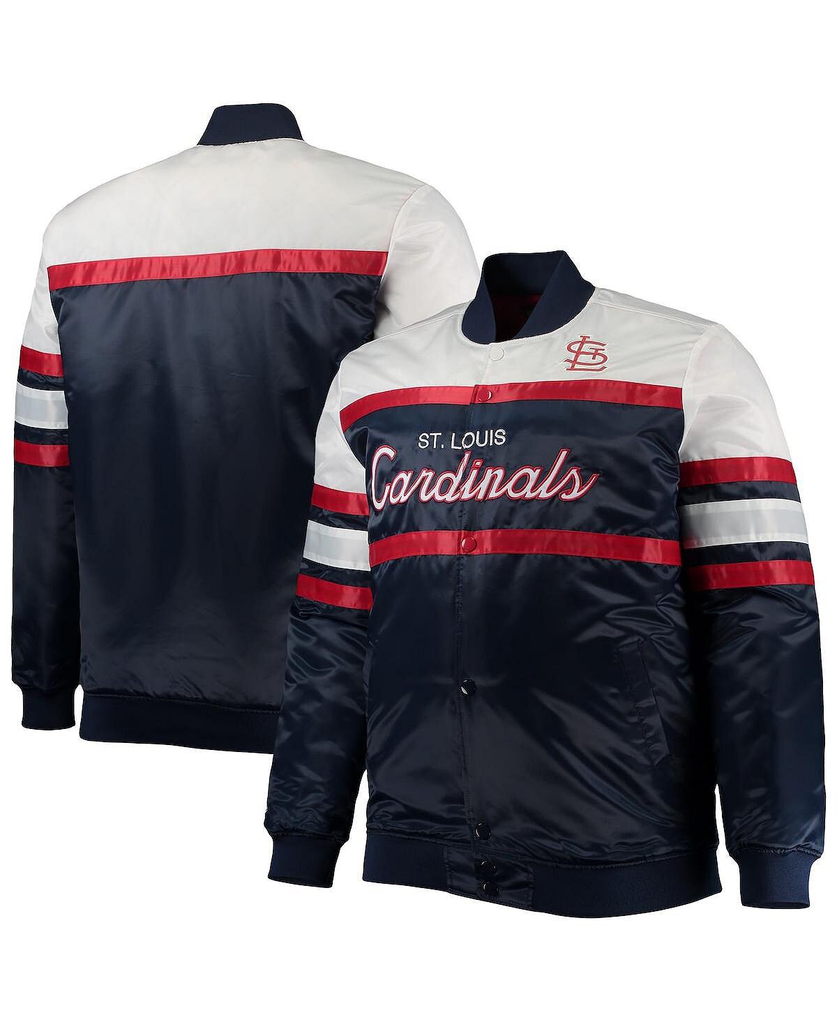 

Мужская темно-синяя, красная куртка st. louis cardinals big and tall coaches satin full-snap Mitchell & Ness, мульти