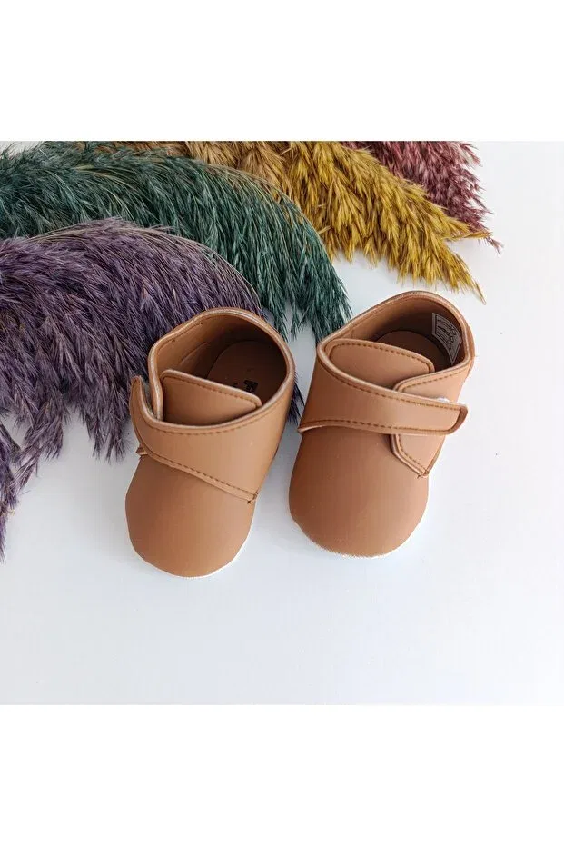 Детские ботиночки для первых шагов из искусственной кожи на липучке Funny, Tan Color