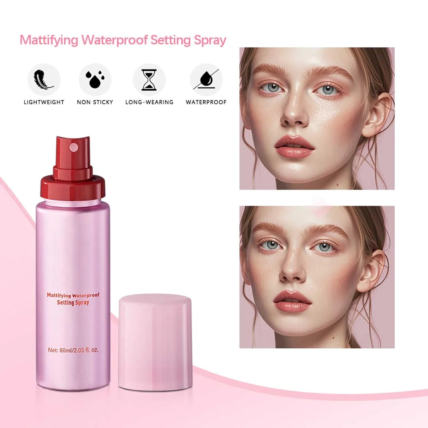 Увлажняющий фиксирующий спрей для макияжа «Powder Melt Glass Setting Spray» Weiwogu, 1Pcs — фото 4