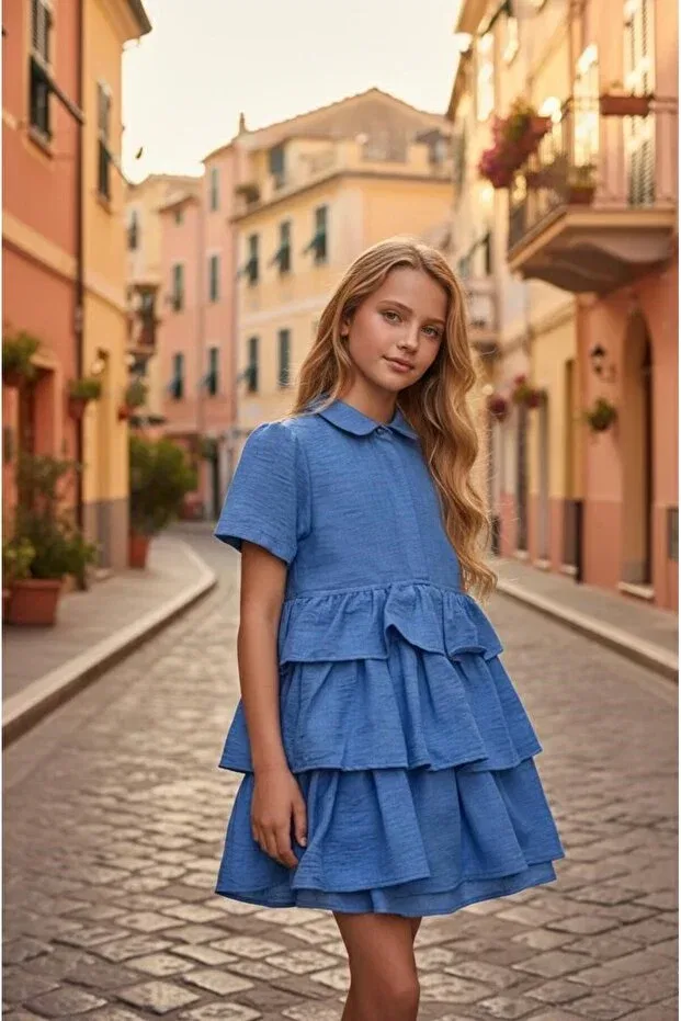 Детское платье для девочек хлопковое Hilal Akıncı Kids, Multicolor — фото 4