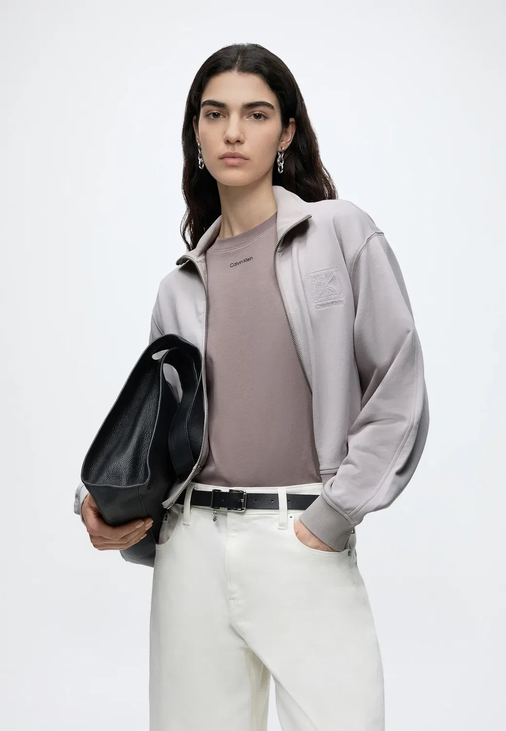Французская эмблема на молнии - толстовка на молнии Calvin Klein, Ashes Of Roses — фото 4