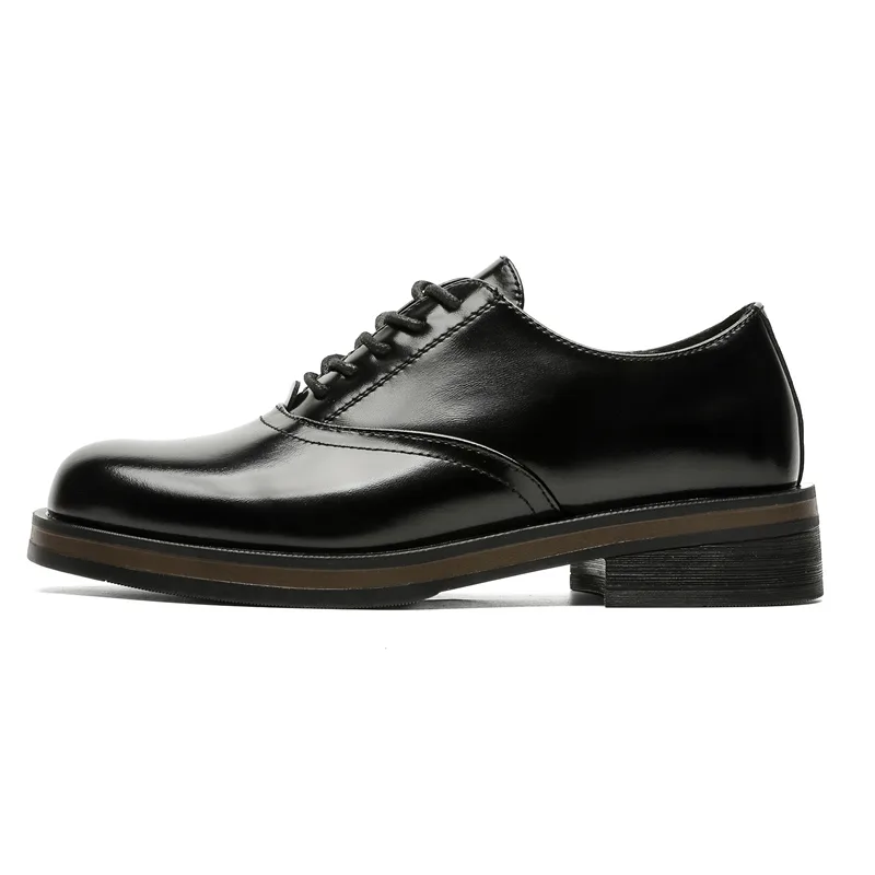 Кожаные дерби с квадратным носком ZHENRAN, Bright Black