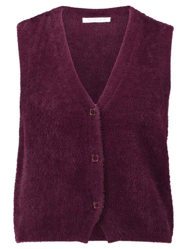 

Вязаный кардиган с планкой на пуговицах темно-баклажанового цвета BETTY & CO