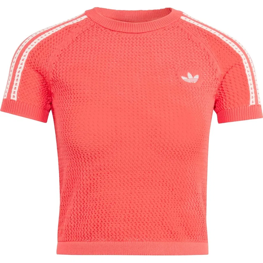 Женская футболка с вязаным кружевом Knitted Crochet Cali Tee adidas, Красный — фото 3