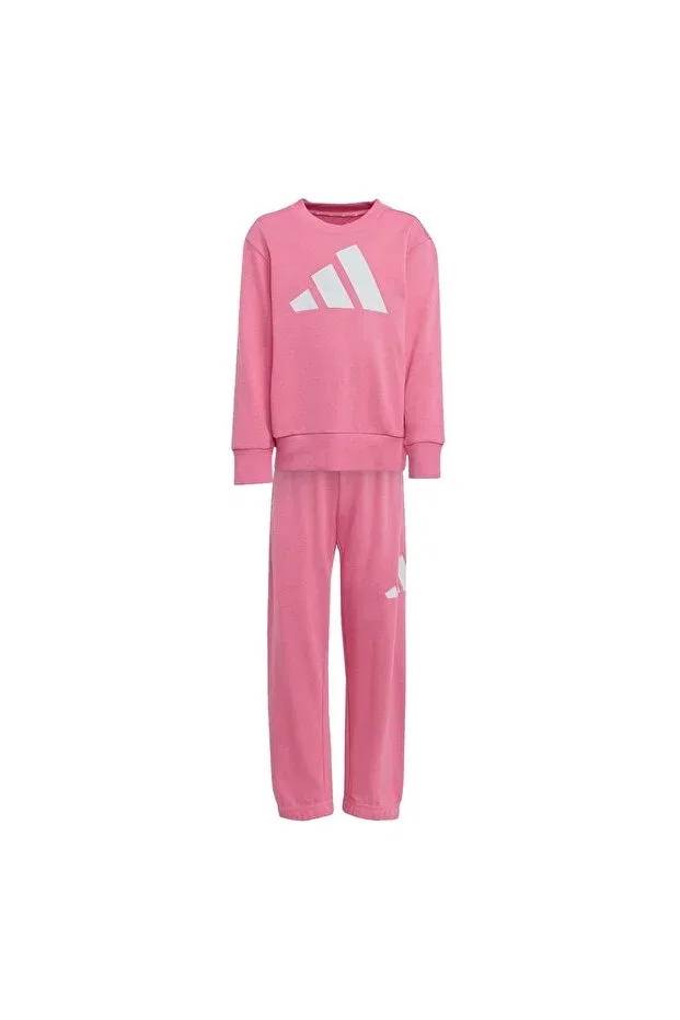 Детский спортивный комплект для девочек хлопковый Essentials Joggers Kids Tracksuit Set Adidas, Pink Fusion-White — фото 3