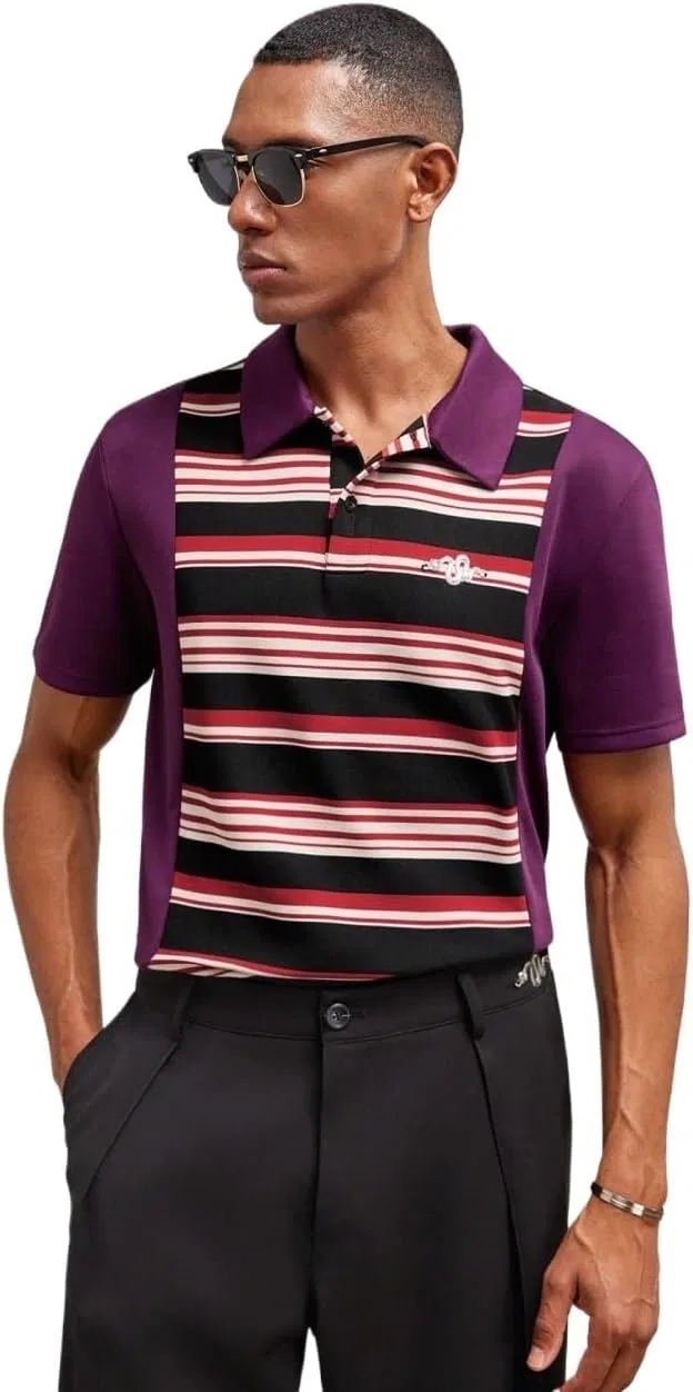 Мужская футболка с коротким рукавом, Color Striped, Burgundy