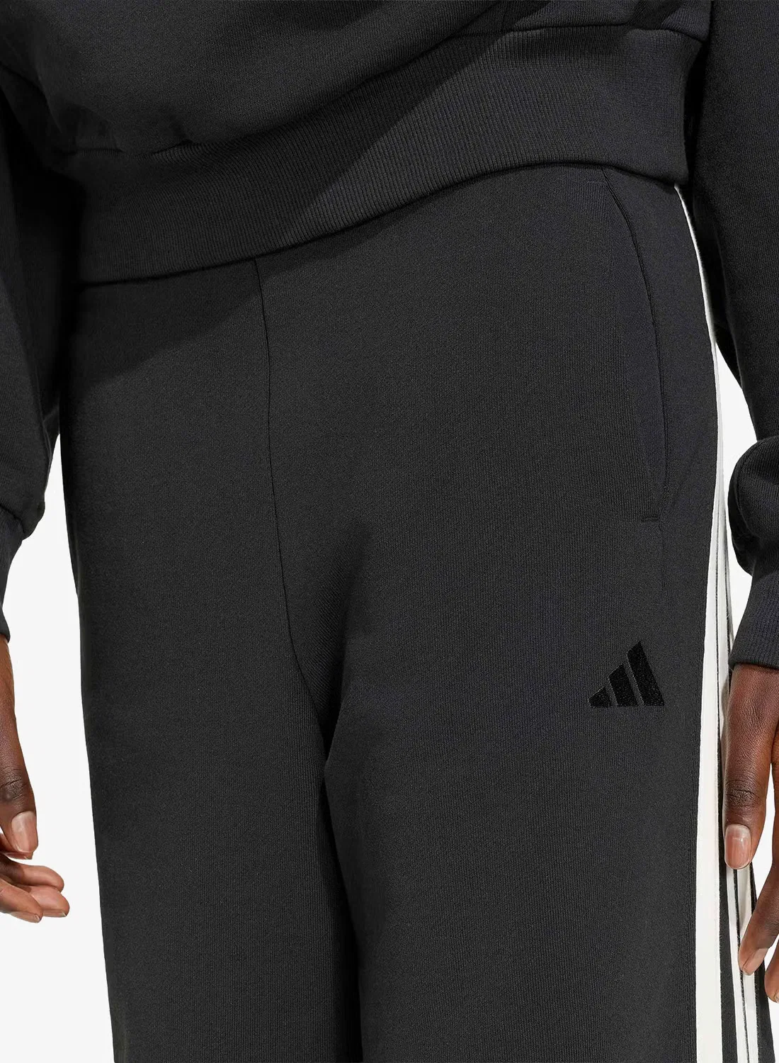 Широкие брюки из футера с лампасами Adidas, черный — фото 3
