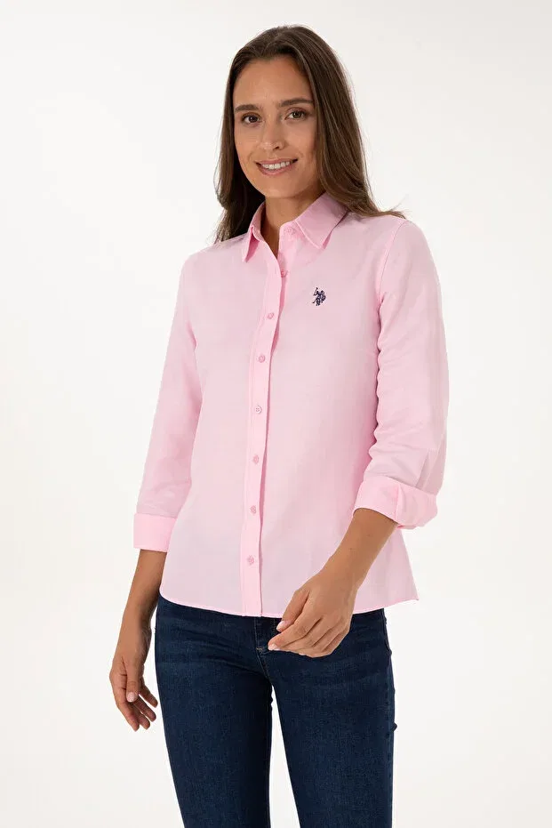 Женская рубашка с длинным рукавом Basics U.S. Polo Assn., Pink — фото 4